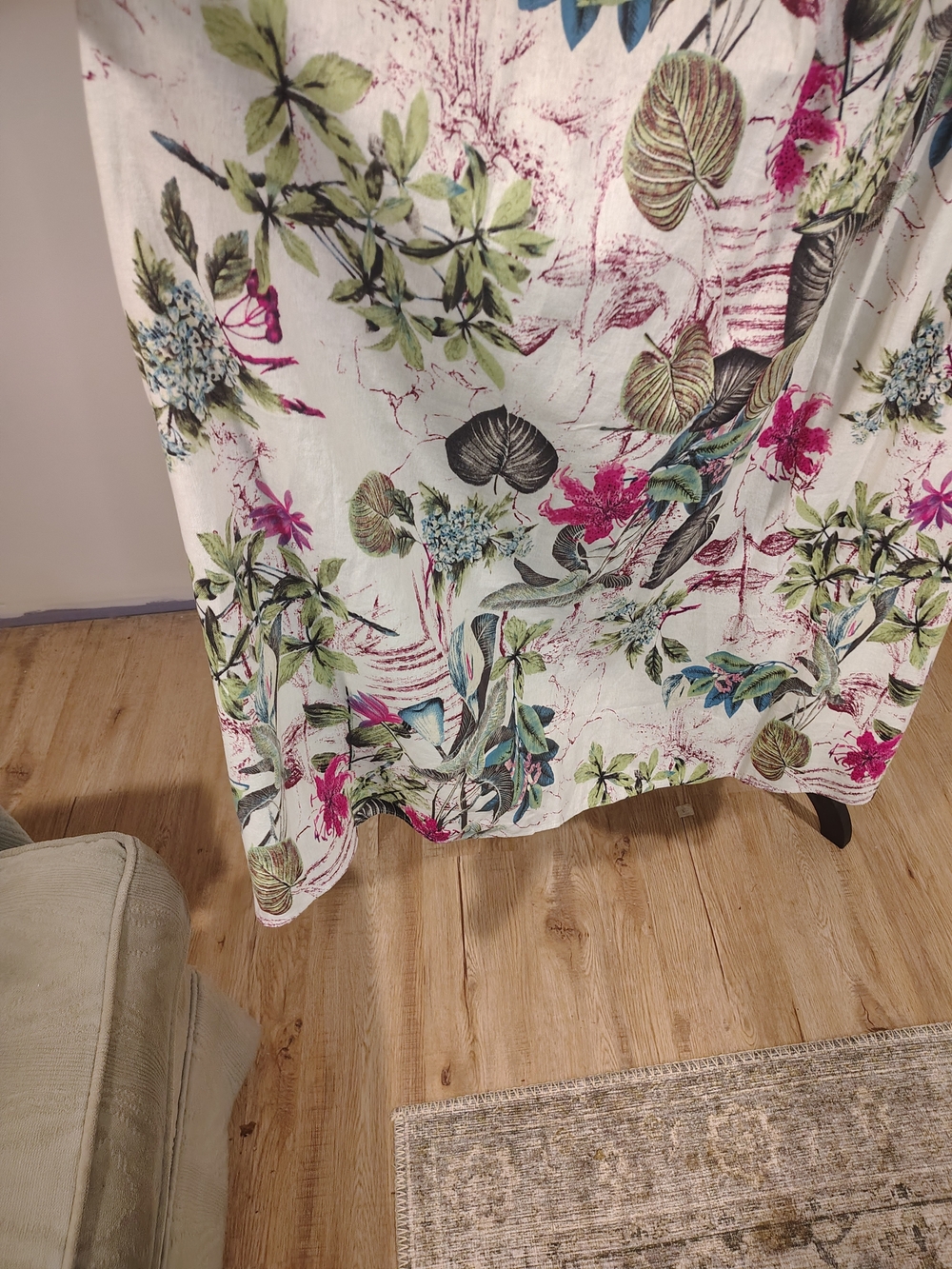 Tropical Linen Floral Maxi Dress in White and Pink 3x - Picture 6 of 12
